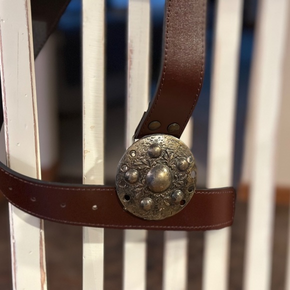 Bettina Rizzi Brass and Argentinean size 4-6 leather handcrafted belt dark brown - Picture 2 of 3